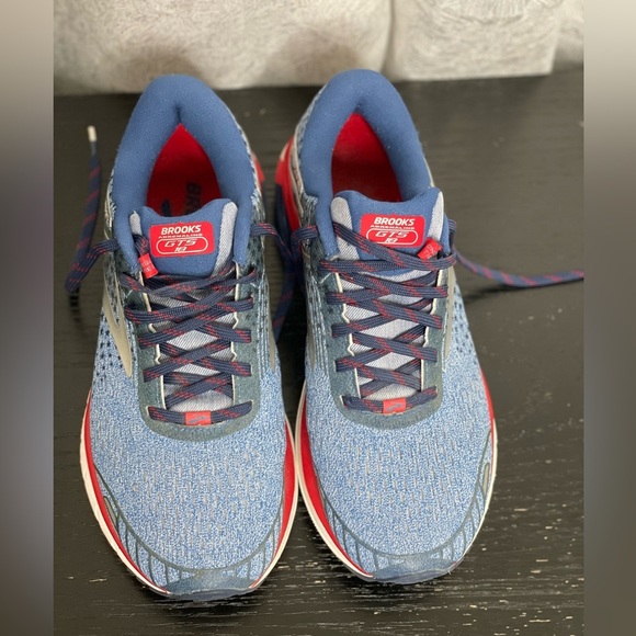 Brooks adrenaline GTS 18 flextra running shoes blue red and silver sneakers | 9 - Picture 5 of 9
